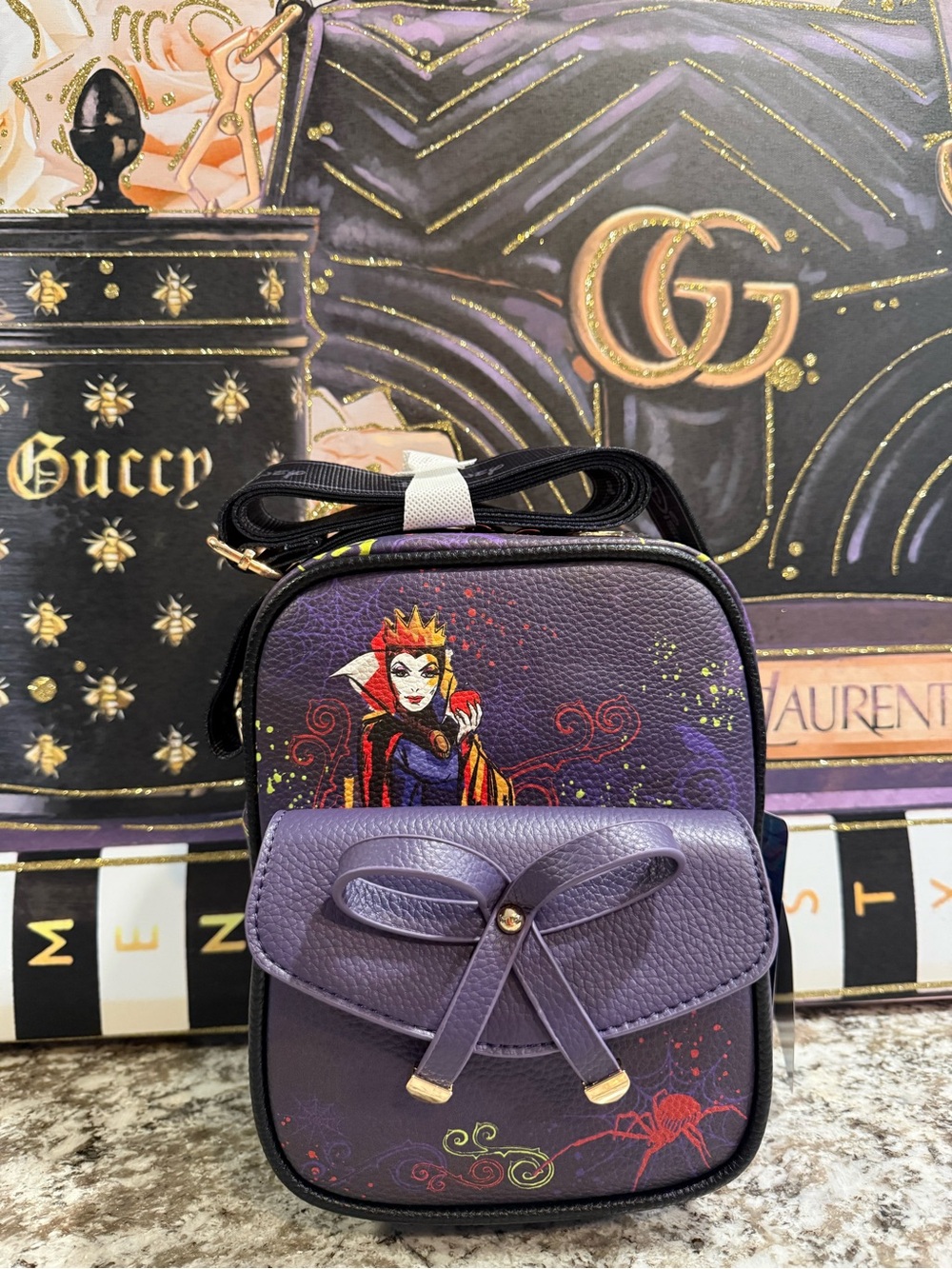 Purple Enchanted Queen Graphic Crossbody Bag for Women